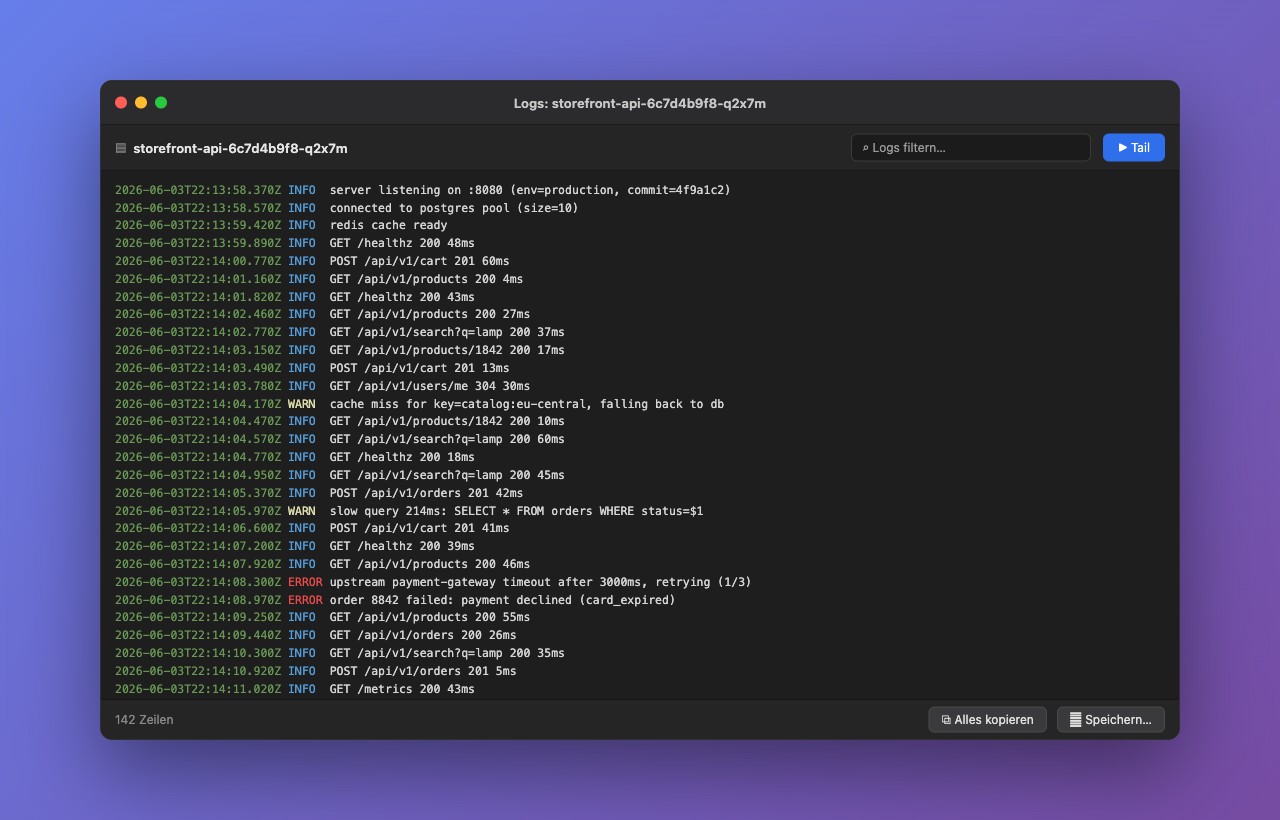 Kubebar – Log-Viewer mit Syntax-Highlighting